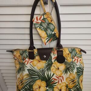 JoAnn Marie Designs Tropical Print Tote Bag with Matching Wallet